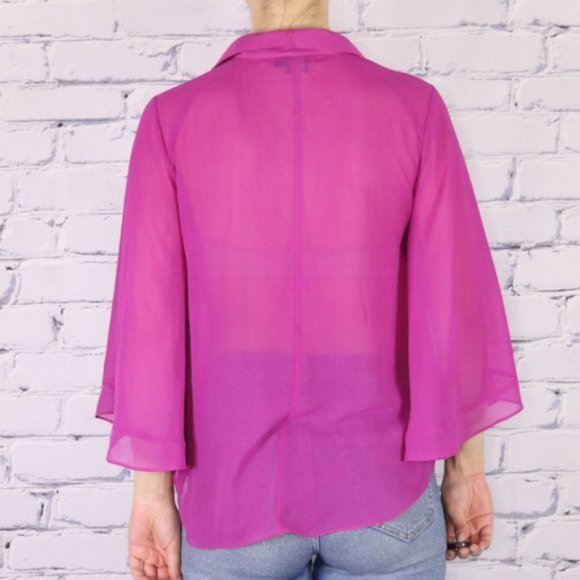 ASOS bright pink sheer choir boy sleeve blouse r3 - Picture 8 of 10